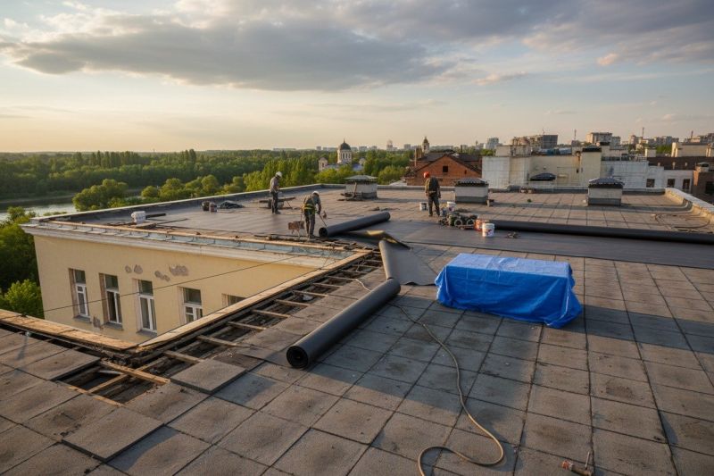Single Ply Roof Installation